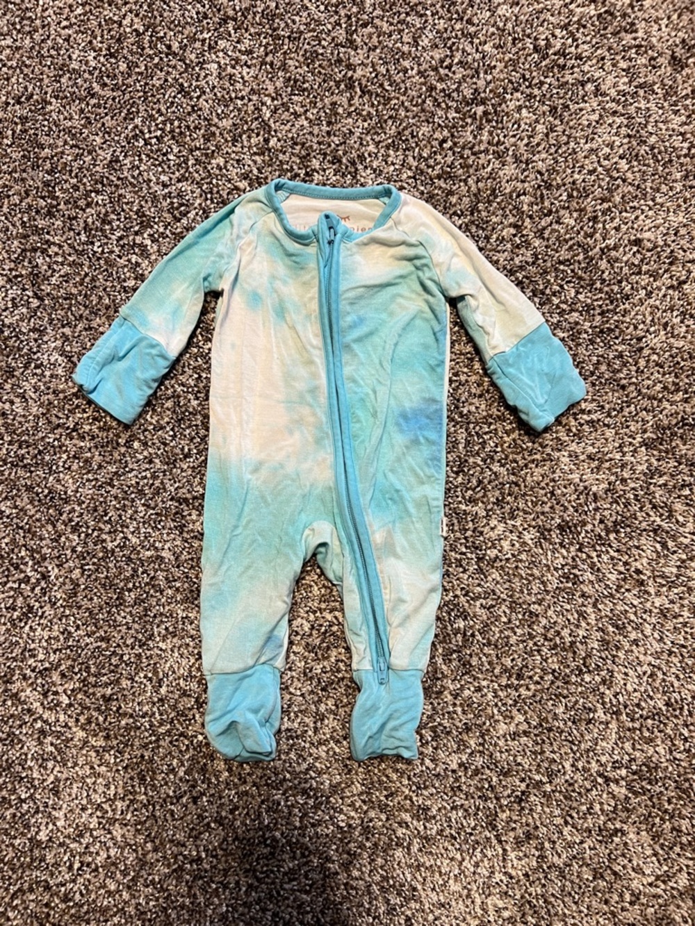 Little Sleepies Aqua Tie-Dye Zip Footed One-Piece